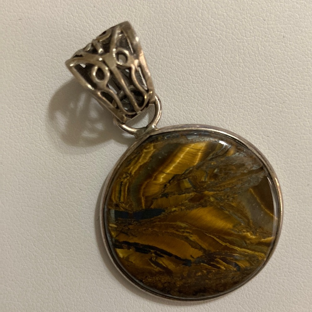 Tigers Eye and Sterling Silver Pendant.